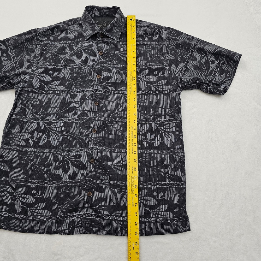 Tommy Bahama Shirt Mens M Gray Black Silk Floral Jacquard Aloha Resort Luxury - Picture 5 of 9